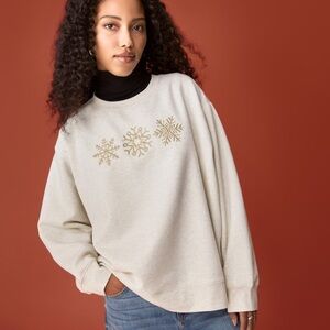 Joe Fresh Embroidered Snowflake Sweatshirt - Heathered Gray - 2X